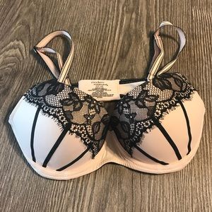 Blush and Black lace push up Bra